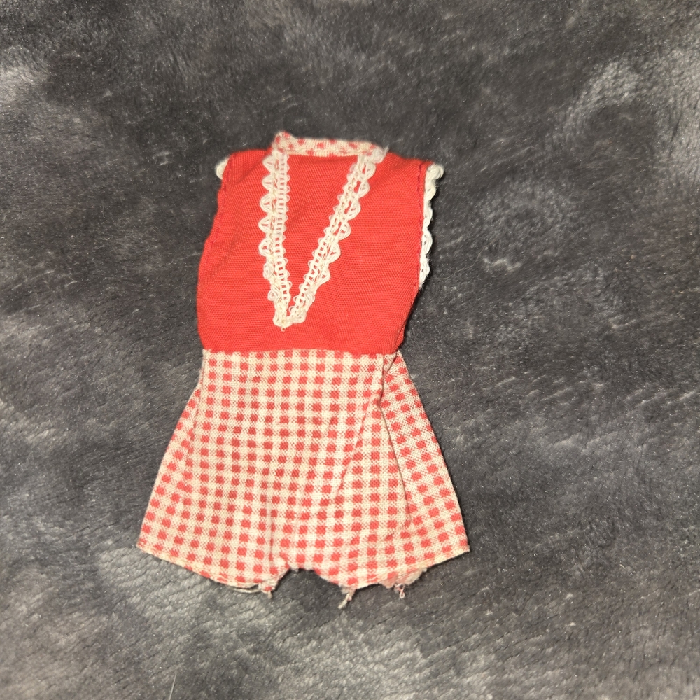 Red and White Doll Dress with Lace Trim